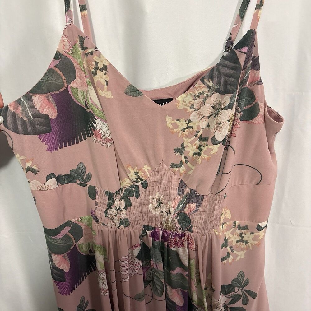 City Chic Maxi Mila Pink Floral Adjustable Strap Maxi Dress L/20 Wedding Guest - Picture 4 of 9